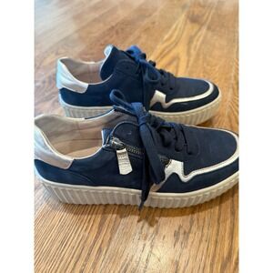 Gabor Navy Suede Zipper Lace Up Sneakers Women's Size 9